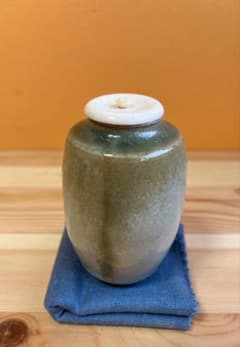 棗□赤膚山【大塩正人】萩釉 茶入 桐共箱 赤膚焼き お茶道具 古美術