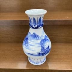 中国清時代大清康熙年製青花花瓶高さ16.7㎝ 東Y7-0605⭐︎2Fトヒサ