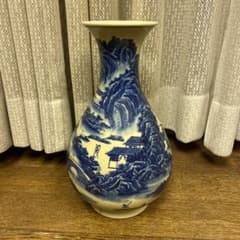 中国清時代大清康熙年製青花花瓶高さ16.7㎝ 東Y7-0605⭐︎2Fトヒサ