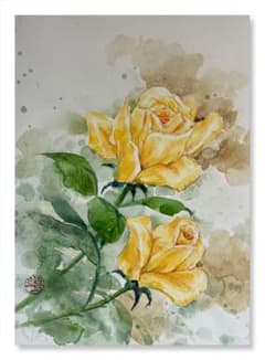 鎮西忠行「ばら」水彩画 1992年制作