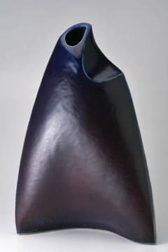 花器紫青釉岩村守 (1934-2023)作（我孫子窯）