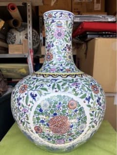 黒地陽刻花鳥文二口偏壺 大清雍正年製 740