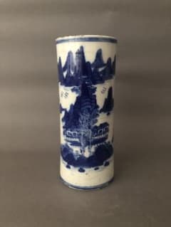 中国骨董古美術染付青花雲堂手花瓶アンティーク