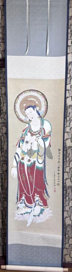 水墨画掛け軸悟桐双兎 謝陽画兎中国張大千大風堂カラー箱付