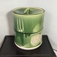 N933水指『向井一峰造』『籬草花吊柿文』『織部水指』共箱茶道具