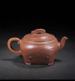 中国古美術・宜興原鉱古銅泥壺・紫砂壺・品名：印包・底款：厚徳載物