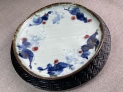 斉山窯 太田恵 作 色絵 花文 食器セット(湯呑三客・皿三客・フリーカップ)