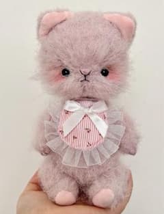 アーティストベア ピンク色の悪戯猫ちゃん ぬいぐるみ ねこ 海外作家様