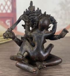 M165-3 時代古銅仏 歓喜天 ガネーシャ チベット仏仏教美術