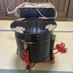 漆器行器外居円筒型4本脚蓋付き年代物アンティーク品餅まき用木箱付