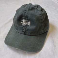 90s OLD STUSSY ストックロゴ フェード キャップ 白タグアメリカ製