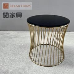 美品✴︎関家具 ラウンド サイドテーブル ガラス天板 ブラス 螺旋 高級