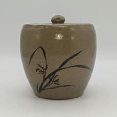 宮川陽仙 虫明焼 花絵水指 合箱 塗蓋 水差 抹茶 茶道具 茶器 食器 工芸品