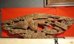 木彫り玉眼彫刻魚化け鯉鯱龍麒麟欄間アンティーク骨董品