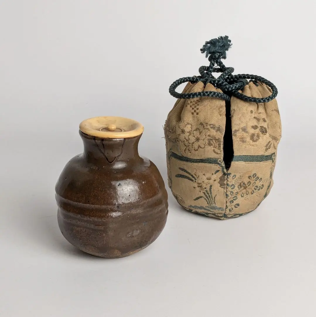 茶道具 呉須赤絵 茶入 江戸骨董 指物師 桐箱 古美術 アンティーク 旧家