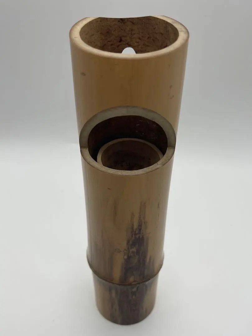 掛花入 竹編 /手付角網花入染竹：2個まとめセット昭和レトロ時代物