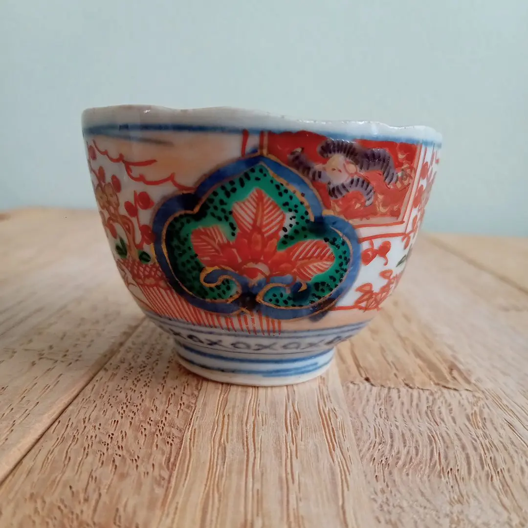 古民具 骨董工芸古伊万里 絵付冨長貴春銘三つ鉢木箱付