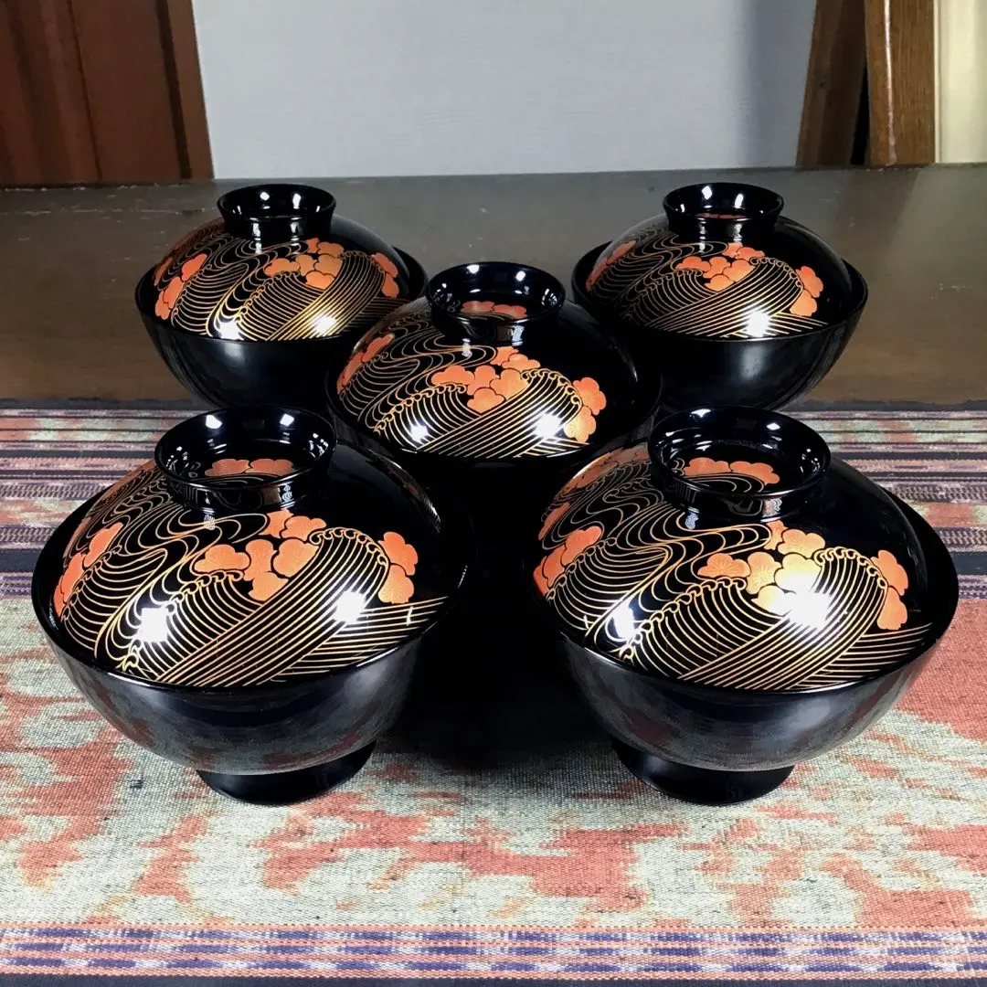 Amazon.co.jp: 会津塗 本漆仕上御吸物椀 乙造作 金彩蒔絵 : ホーム