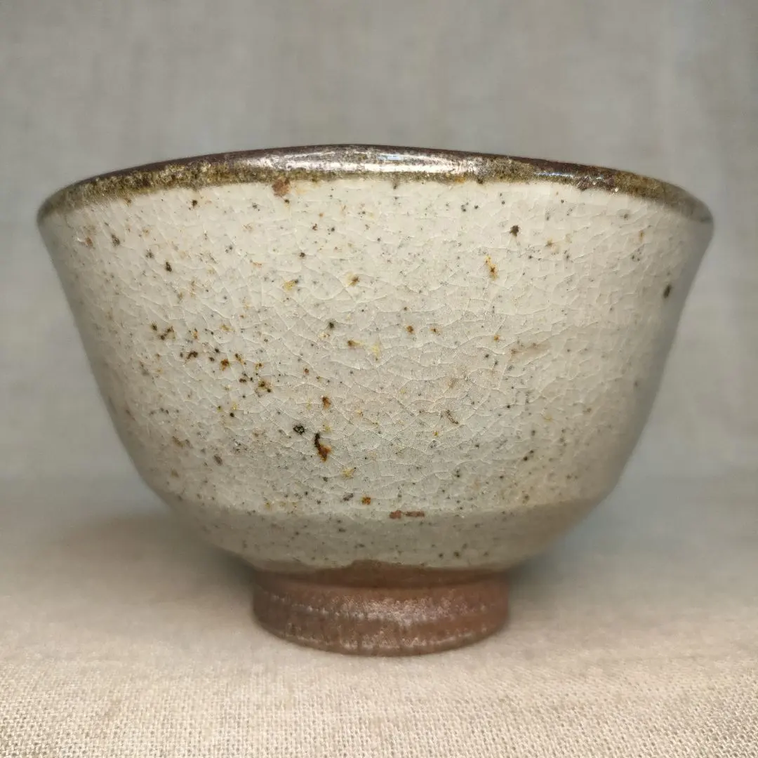 茶道具茶碗金継絵唐津口紅(皮鯨)夜寒焼半筒茶碗共箱N254EKC