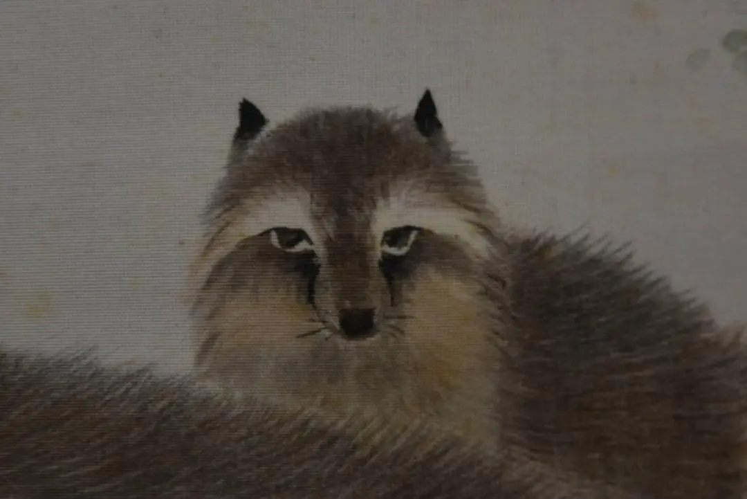 真作】海野陽光/月下狸之図/掛軸☆宝船☆Y-922JM