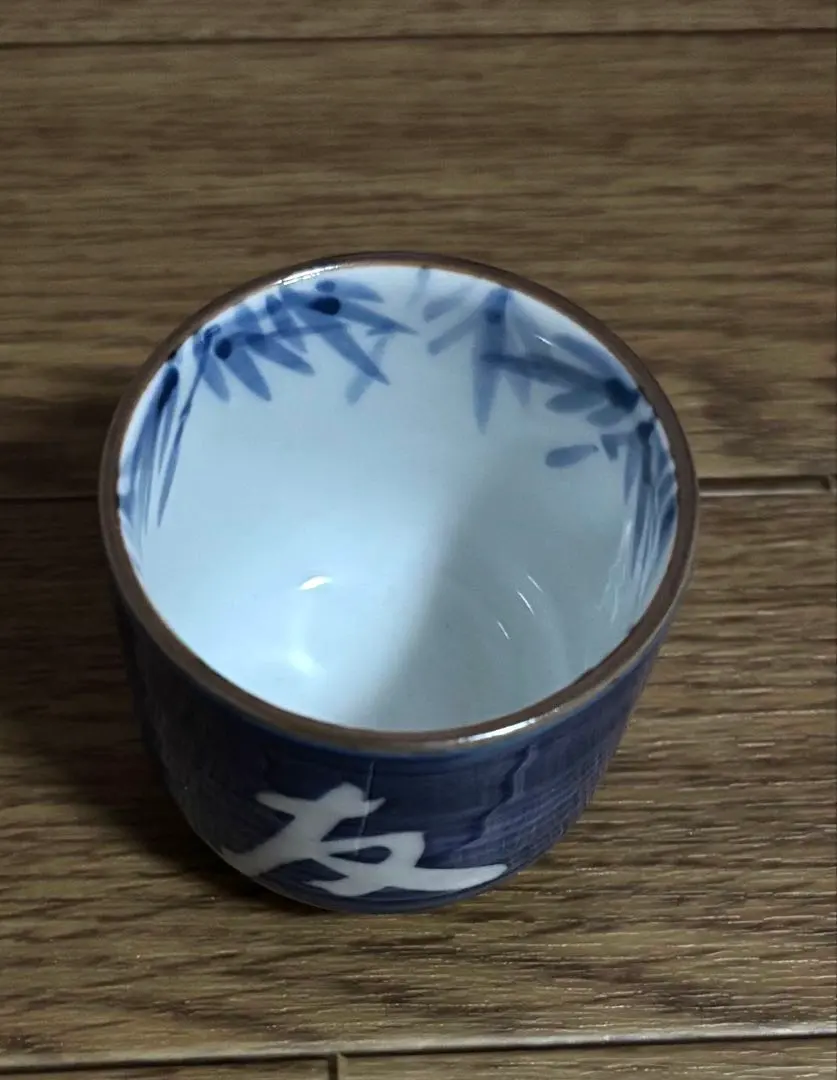 煎茶土山松泉造染付着彩三猿図煎茶碗6客組共箱煎茶道具