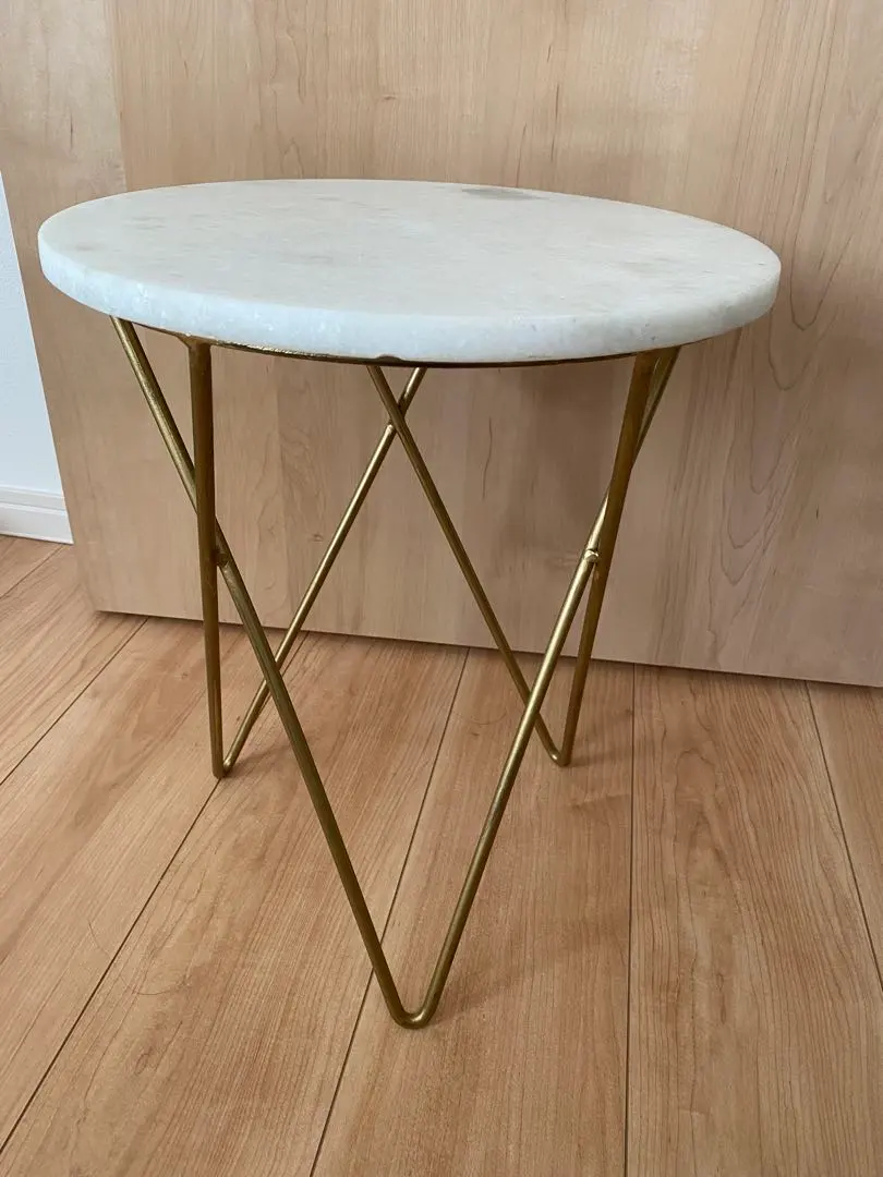 未使用ザラホームトラバーチン石天板 折りたたみサイドテーブル