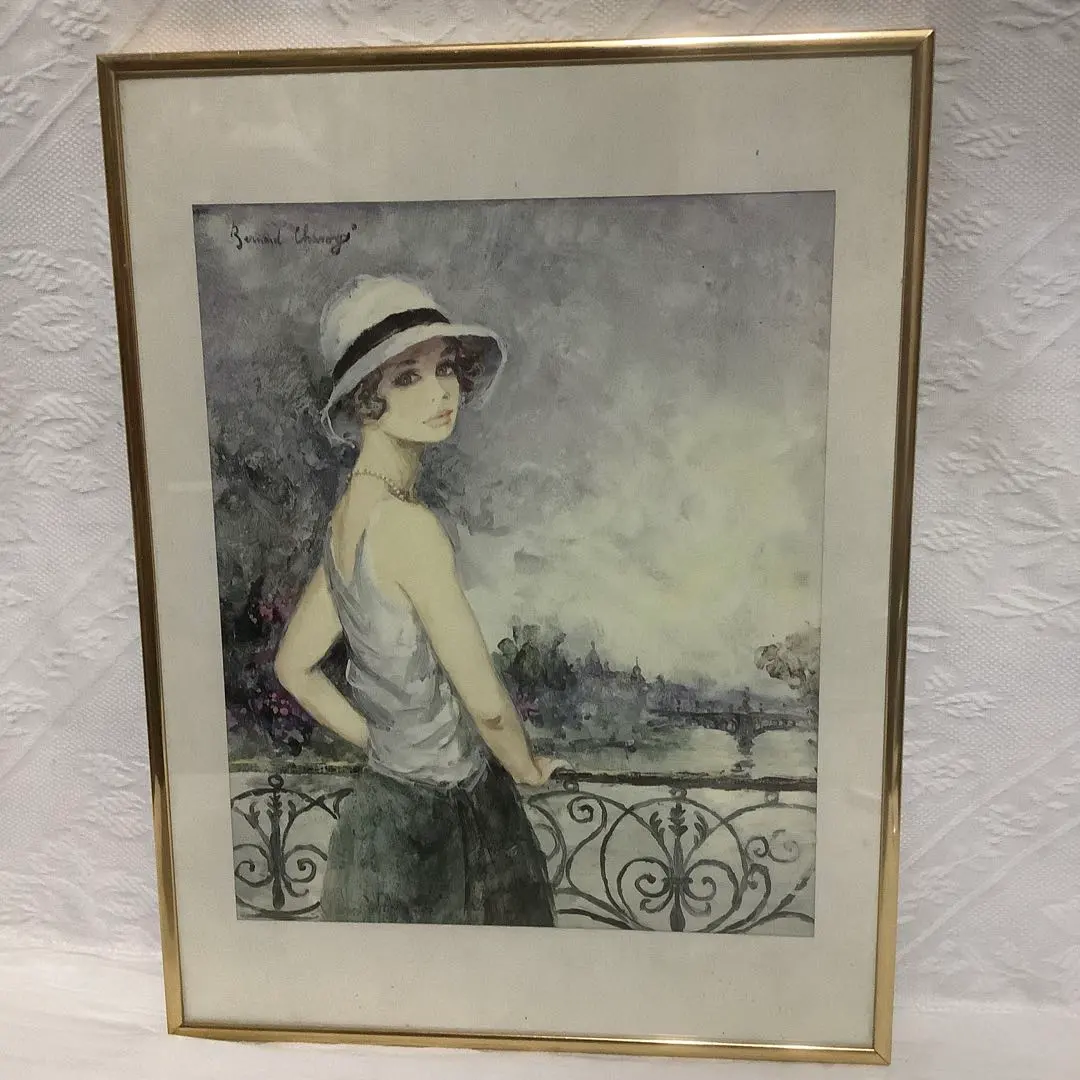 ☆真作☆ベルナール・シャロワ油彩画/「黄昏の貴婦人」8号直筆サイン