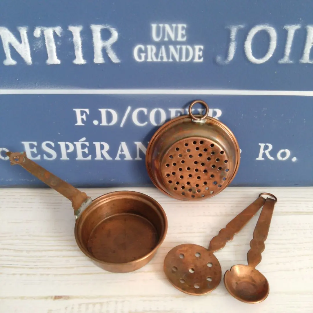 ミニチュア コランダー フライパン ケトル 銅