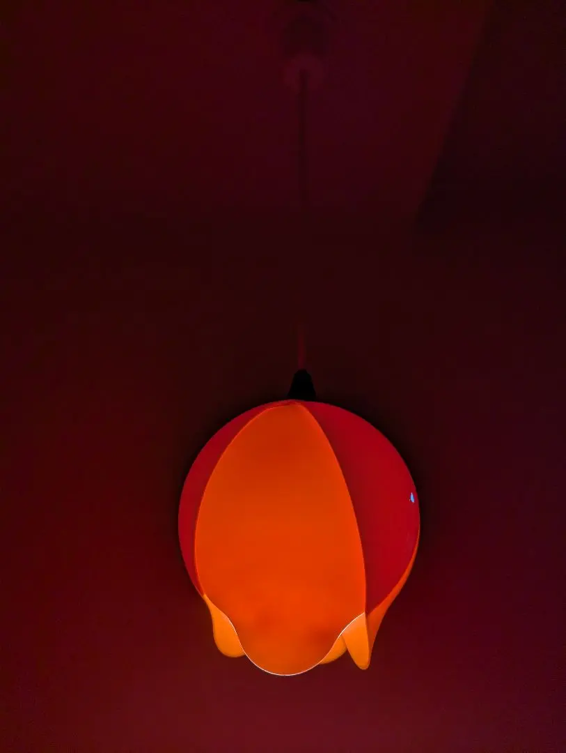 オレンジとホワイトのナショナルペンダントライト チューリップ 昭和