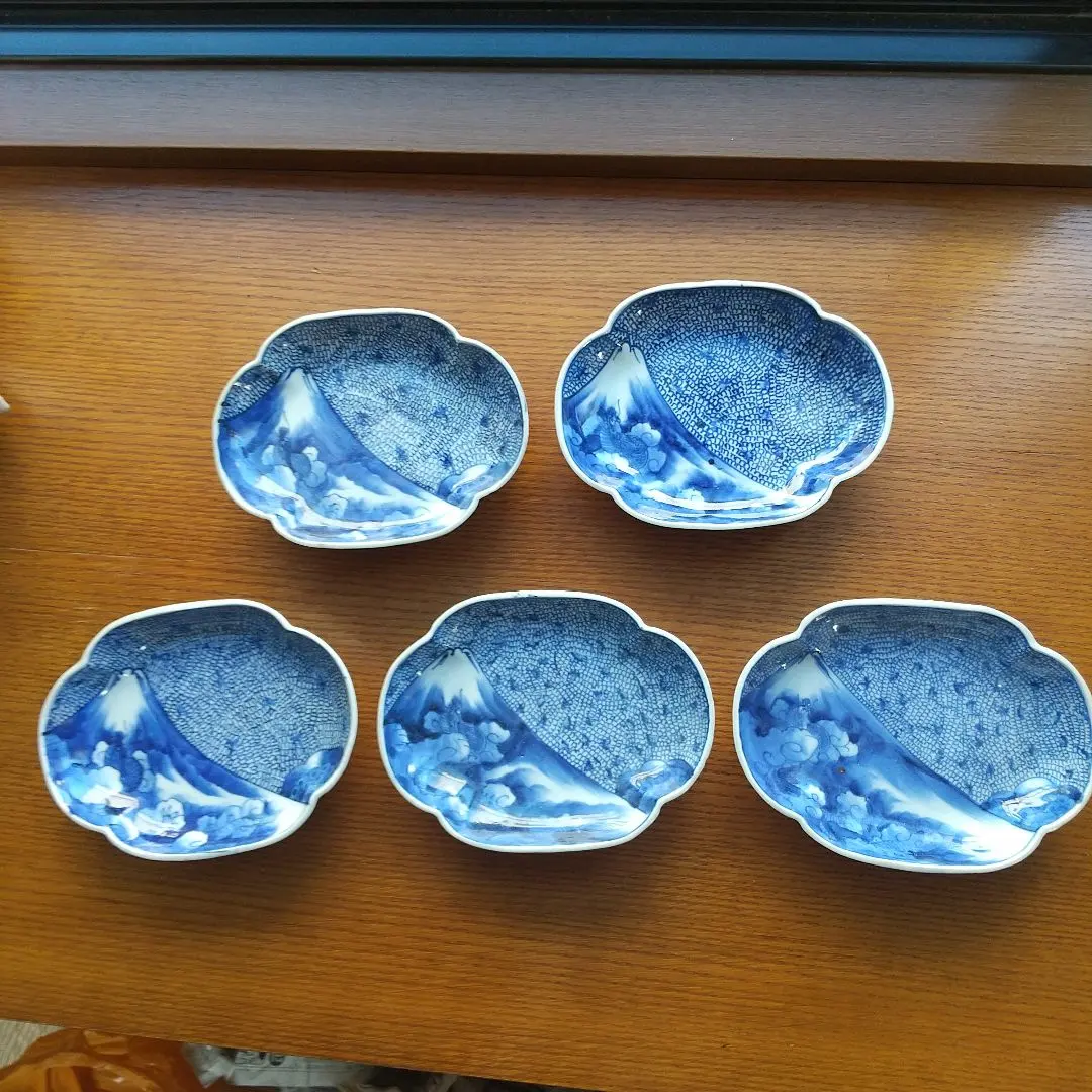 なます皿染付微塵唐草富貴長春古伊万里二枚貫入江戸松竹梅イ号