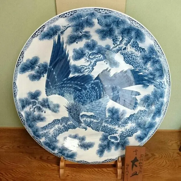 GMGH69○有田焼 神右衛門 最高級 大皿 飾皿 伝統工芸品 山水絵 大作