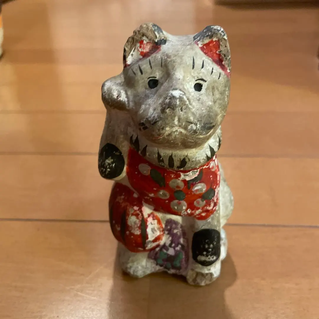 三河系旭土人形 招き猫 まり猫 小 三河旭土人形 高山八郎作 郷土玩具