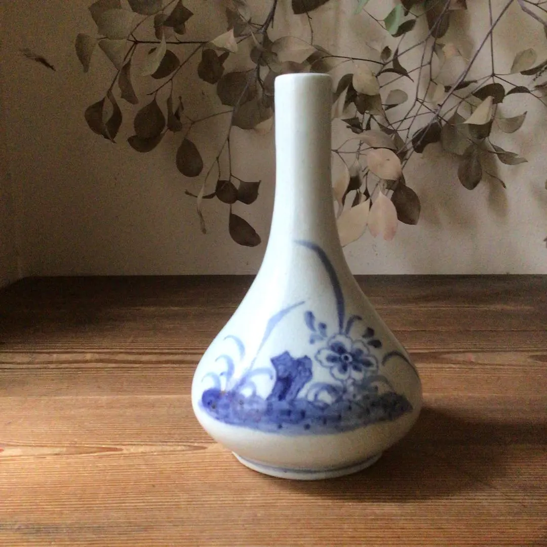 李朝小壺 江戸期 染付 朝鮮 韓国 茶道具 水指 焼物 入手困難WWTT119