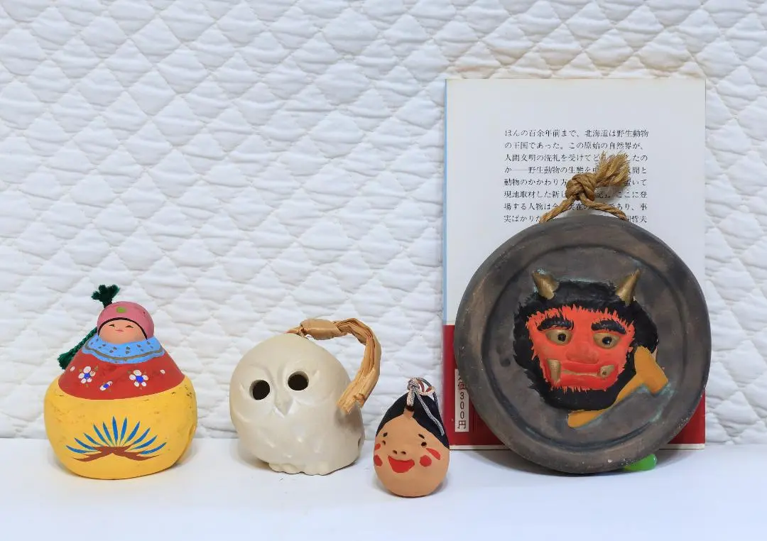 名人 三平 造 陶製 極上彩色手捻 鬼の寒念仏 大津絵 置物