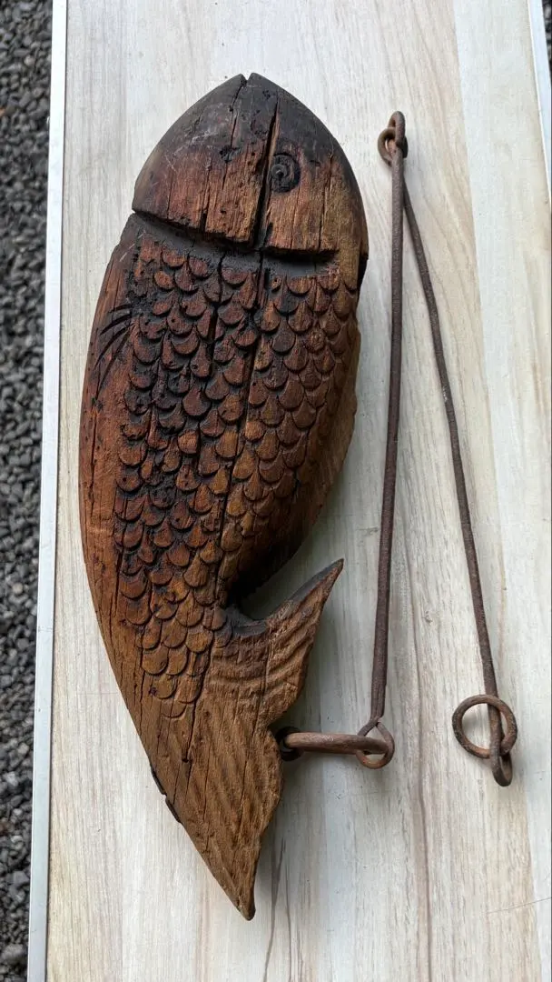 囲炉裏 自在鉤 魚 横木 古民具 自在鉤 囲炉裏飾り 魚 鯉 骨董 工芸 和