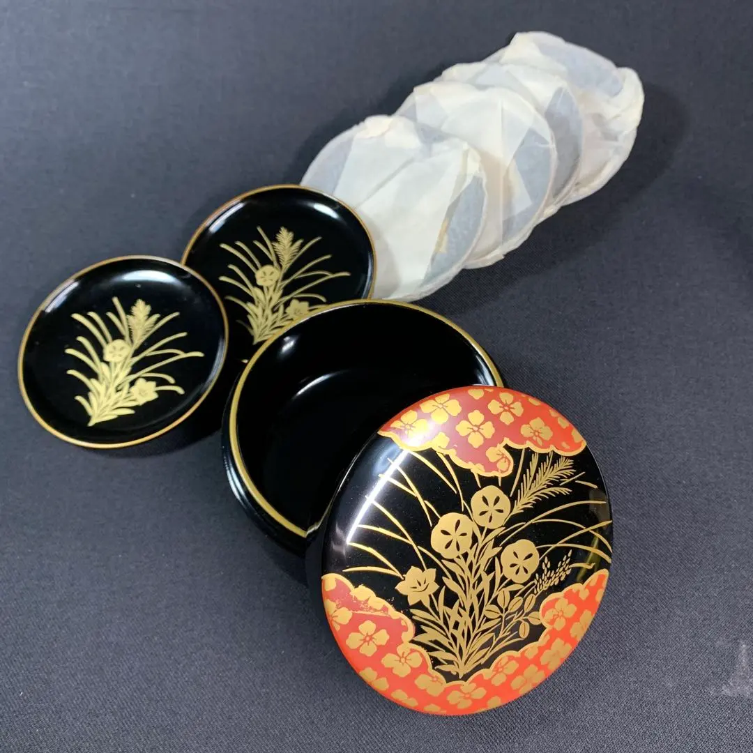 天然木製漆塗 時代蒔絵 鉄線唐草蒔絵 五椀セット - 生活骨董と古布