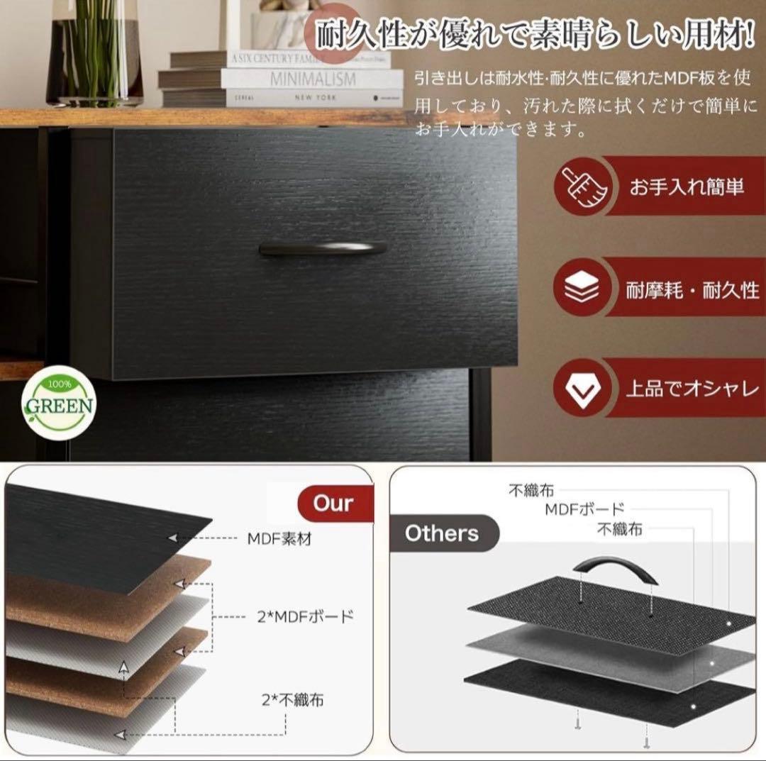 チェスト収納 棚付き リビング収納チェスト USBポート付き 一人暮らし