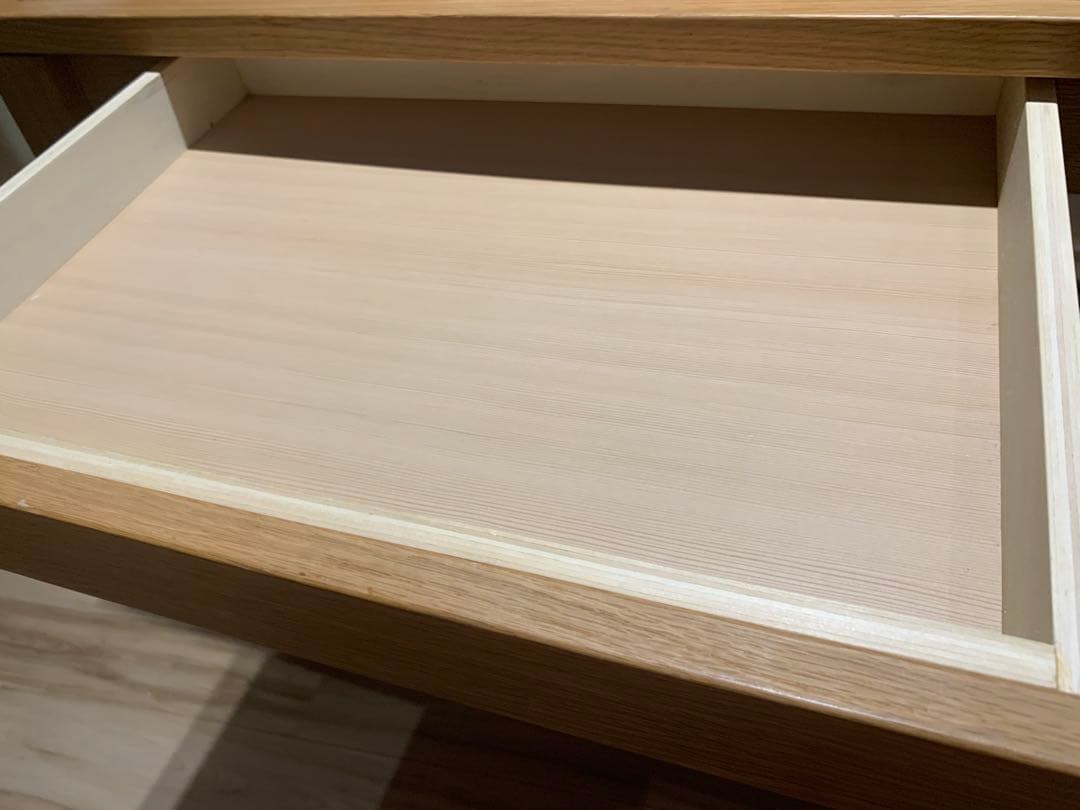 無印良品　木製テーブル（引出付）／オーク材／幅８０ｃｍ