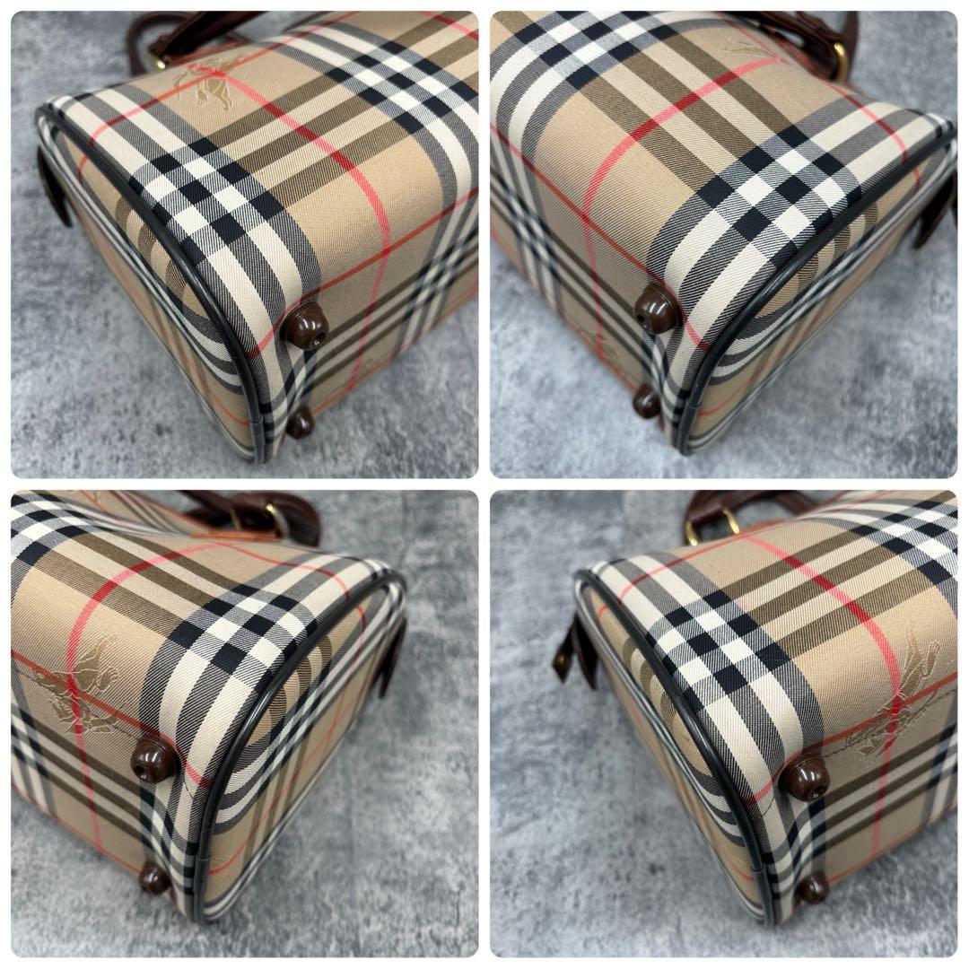 極美品　希少 バーバリー　ミニボストンバッグ　ノバチェック　シャドーホース　ロゴ