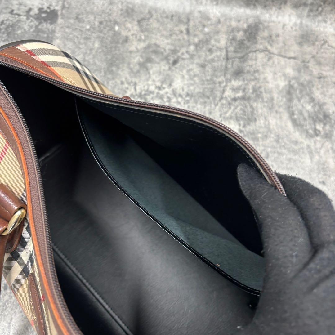 極美品　希少 バーバリー　ミニボストンバッグ　ノバチェック　シャドーホース　ロゴ