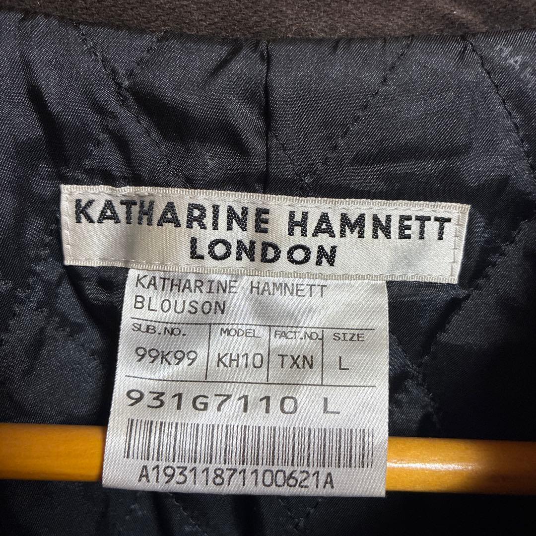 KATHARINE HAMNETTファー襟付きダークブラウンミリタリージャケット