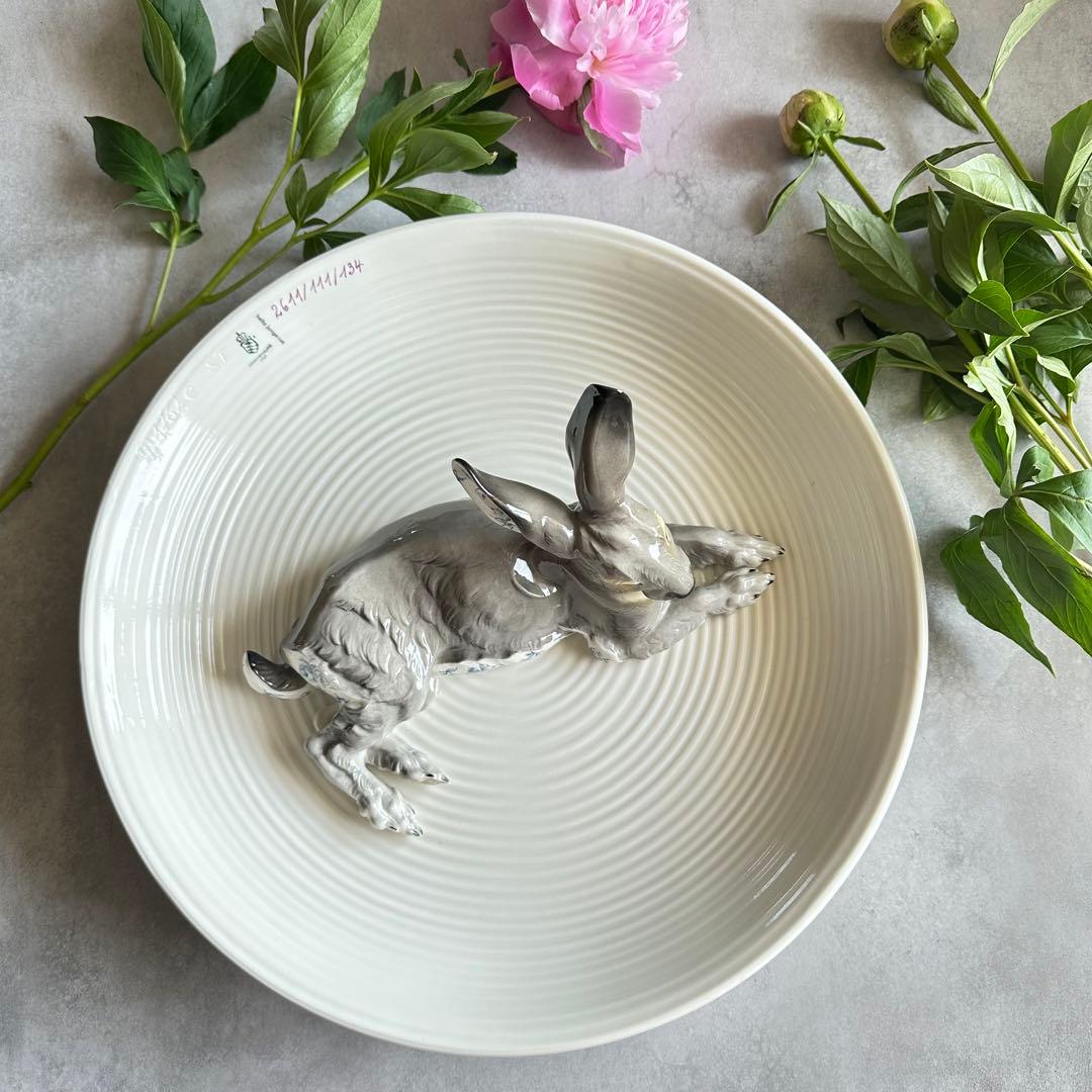 【希少品】最高級 ニンフェンブルク ◆ドイツ製 野うさぎプレート 風水 卯