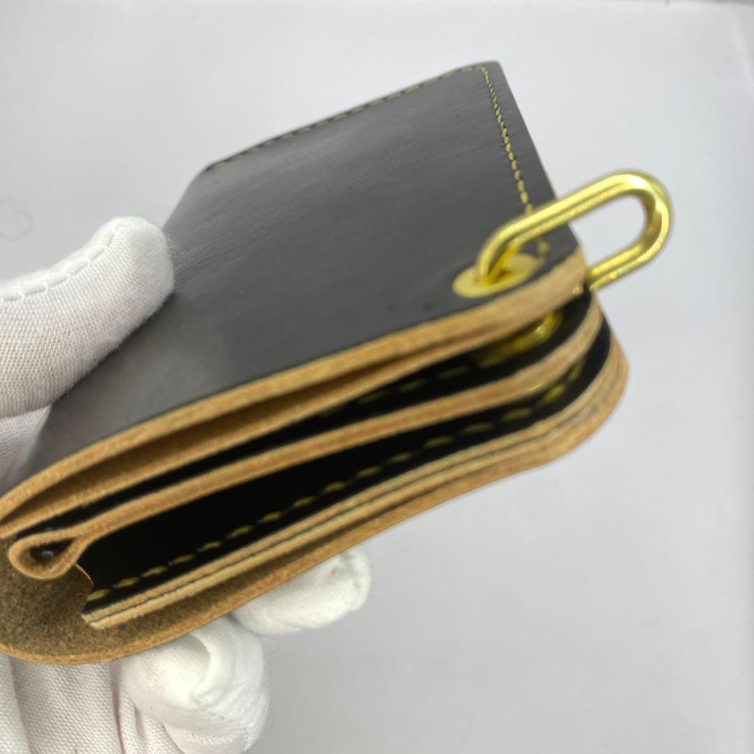 お札折らずに収納できる無骨な手染めミドルトラッカーウォレット BTW01