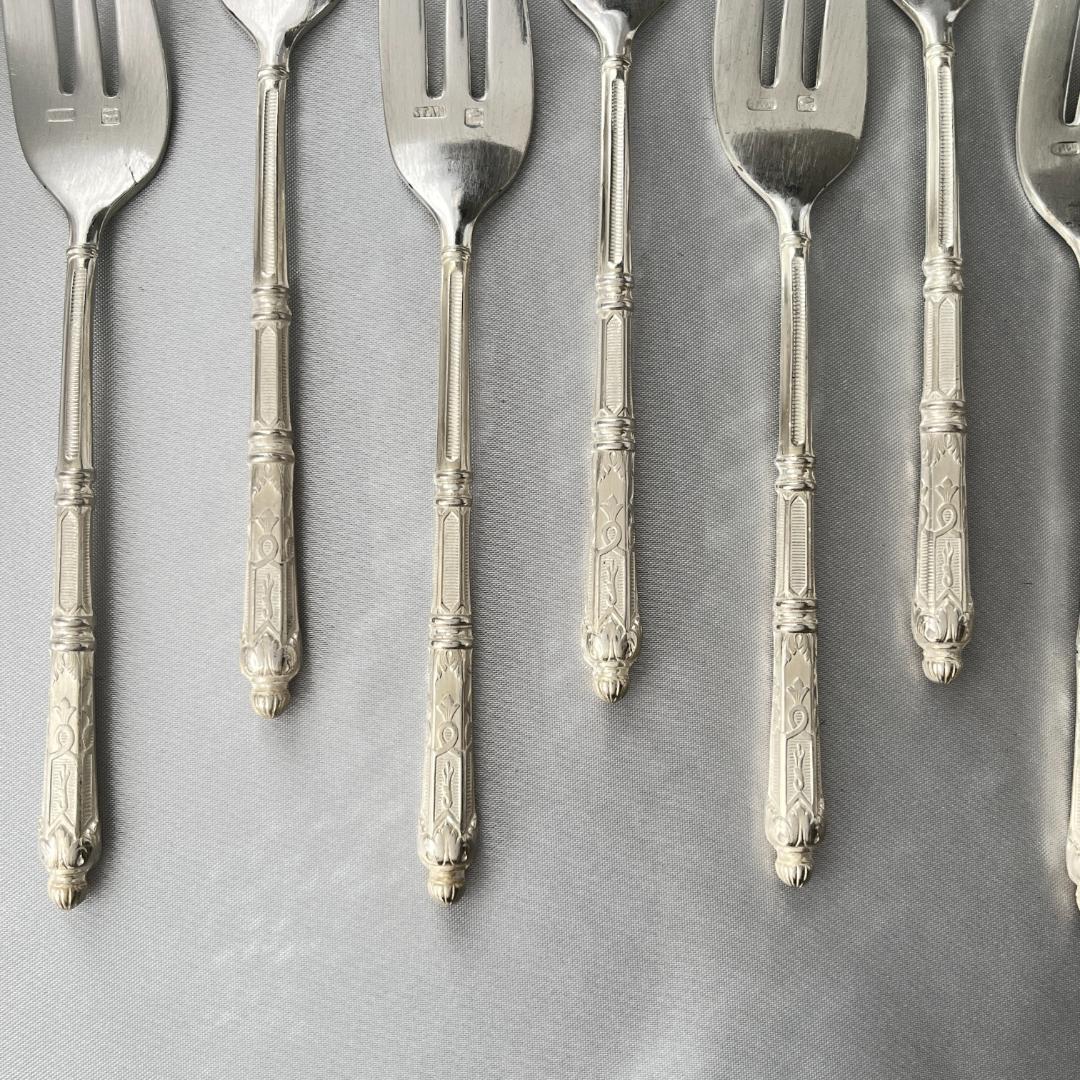 【SFAM】 ロシア様式のケーキフォーク 12本組 仏蘭西 14cm ケース