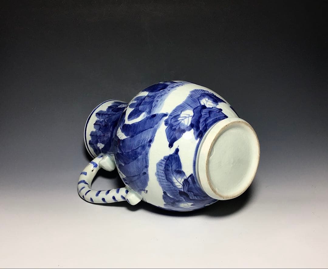 藍九谷」山水人物文手付水柱