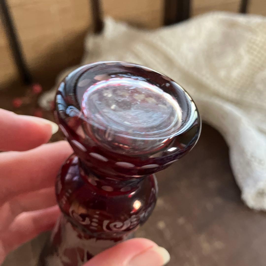 19世紀アンティークBohemian ボヘミアンガラス グラス鹿文 グラヴィール