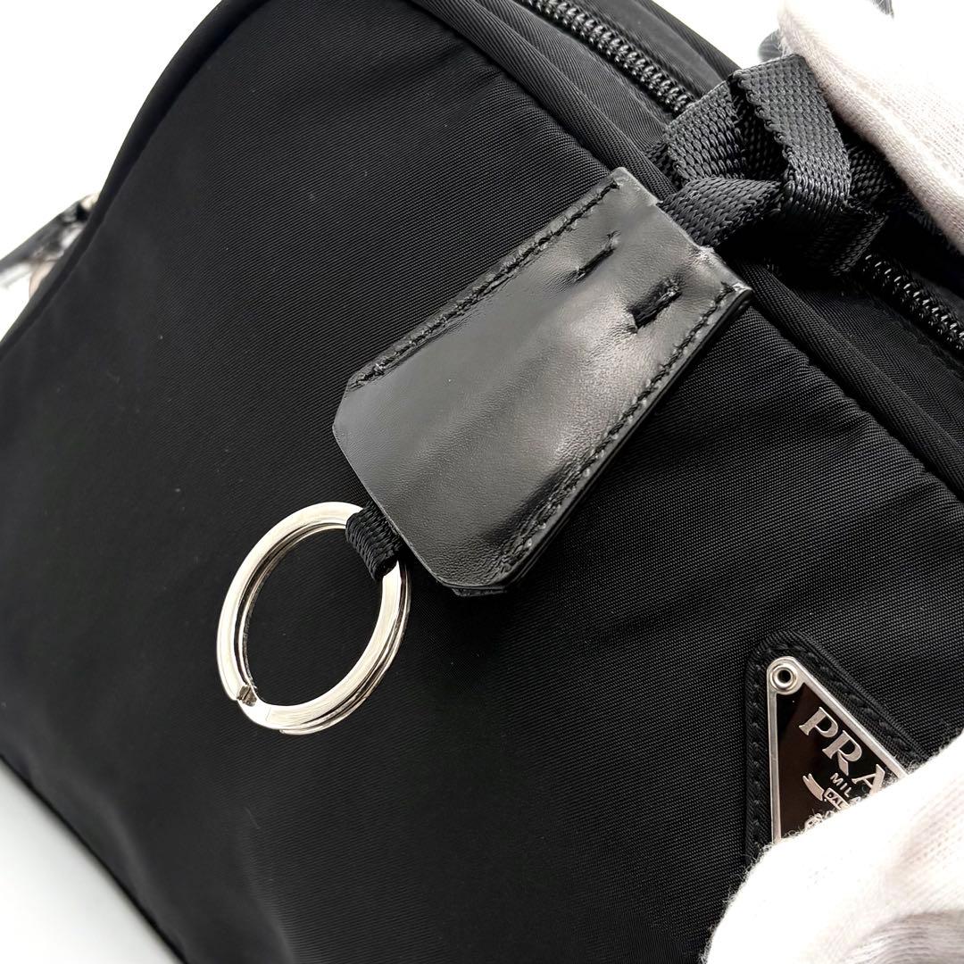 極美品✨プラダ ハンドバッグ ミニボストン ナイロン 三角ロゴ 南京錠 ブラック