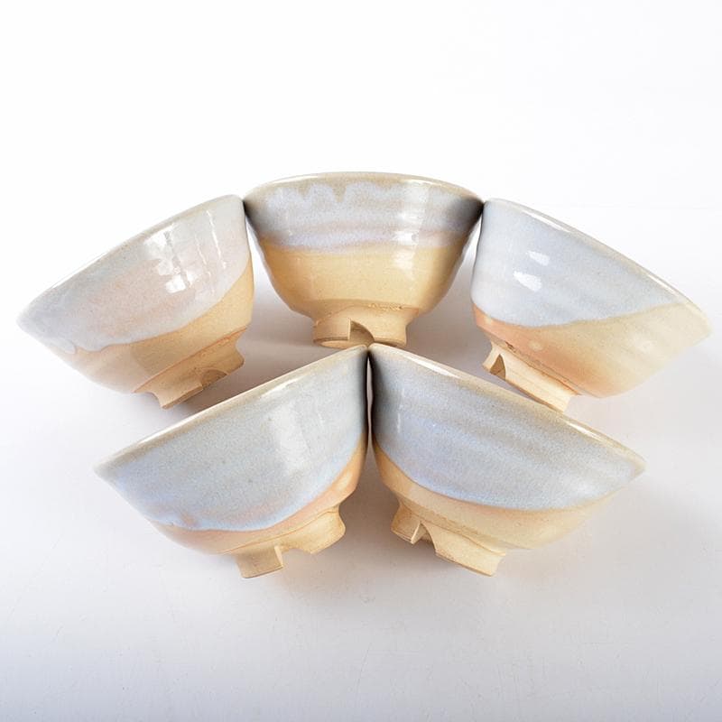 茶道具　萩焼　玉村松月作　数茶碗　十客　共箱　M　R7529B