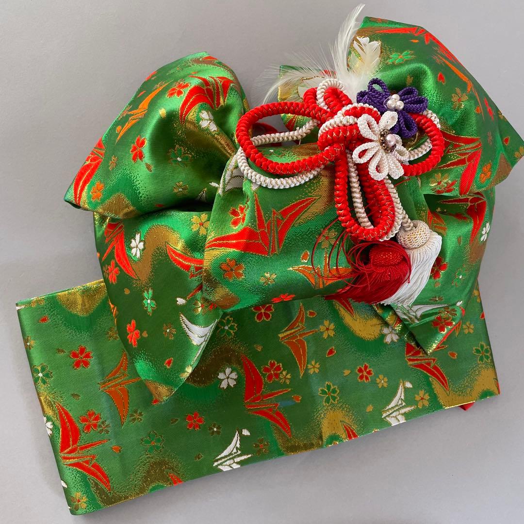 七五三　７歳　正絹　部分絞り入り　お着物セット　大寸作り帯コーデ