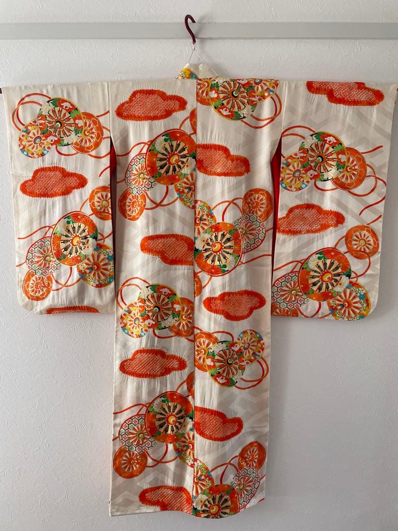 七五三　７歳　正絹　部分絞り入り　お着物セット　大寸作り帯コーデ